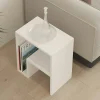 Table d'appoint design blanche, forme L avec rangement MARFA