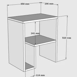 Table d'appoint design blanche, forme L avec rangement MARFA