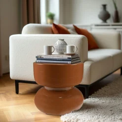 Table d'appoint design en fer couleur brun ELORA