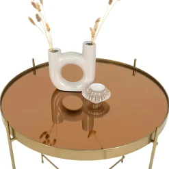 Table d'appoint design verre et effet laiton ø48 cm TULUM