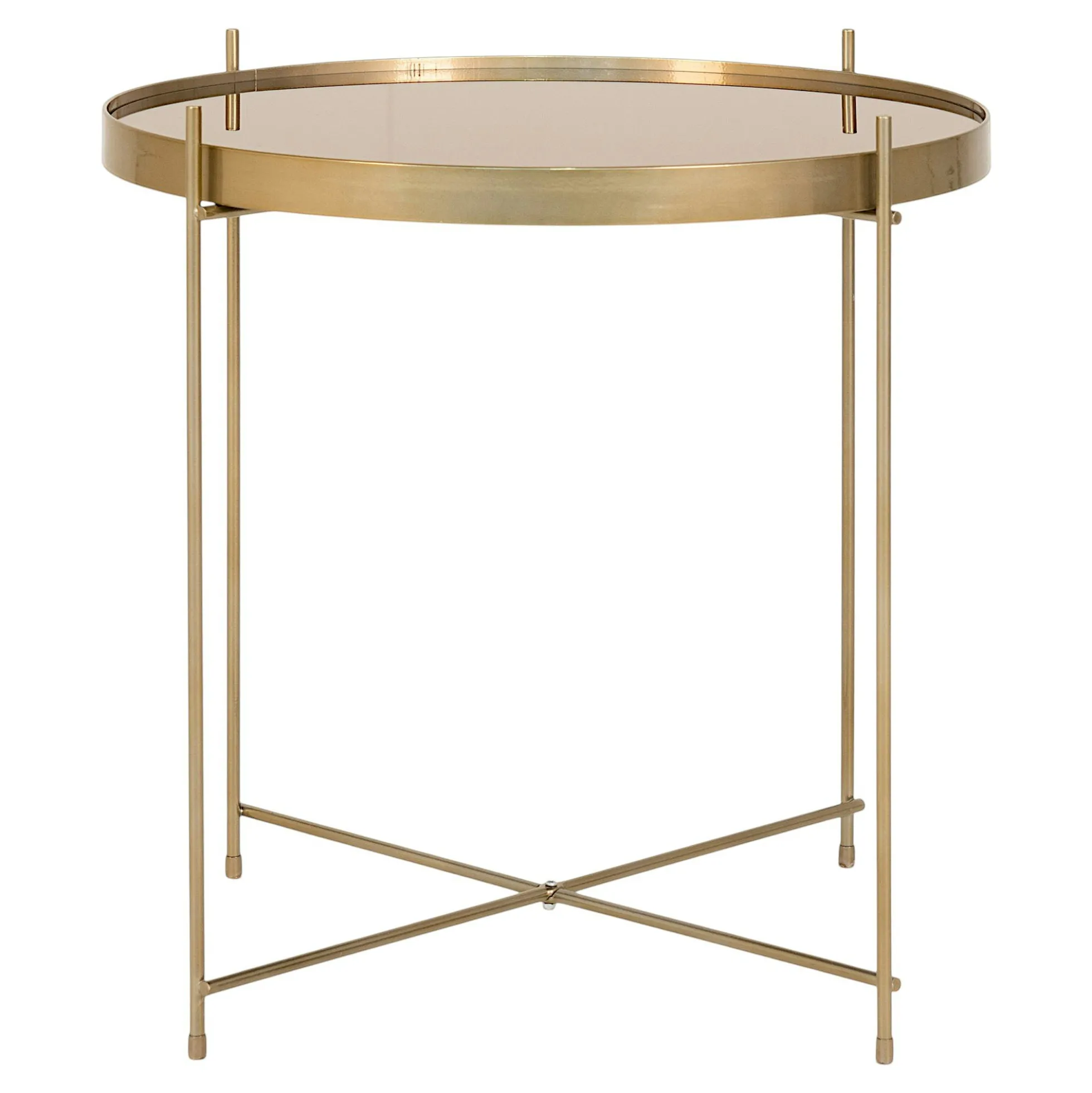 Table d'appoint design verre et effet laiton ø48 cm TULUM
