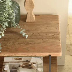 Table d'appoint double plateau pin recyclé CRACOVIE