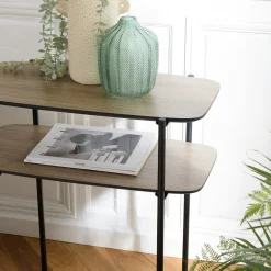Table d'appoint double plateau effet bois LANDAISE
