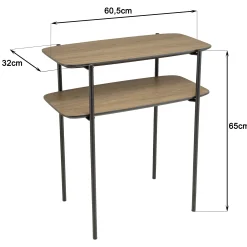 Table d'appoint double plateau effet bois LANDAISE