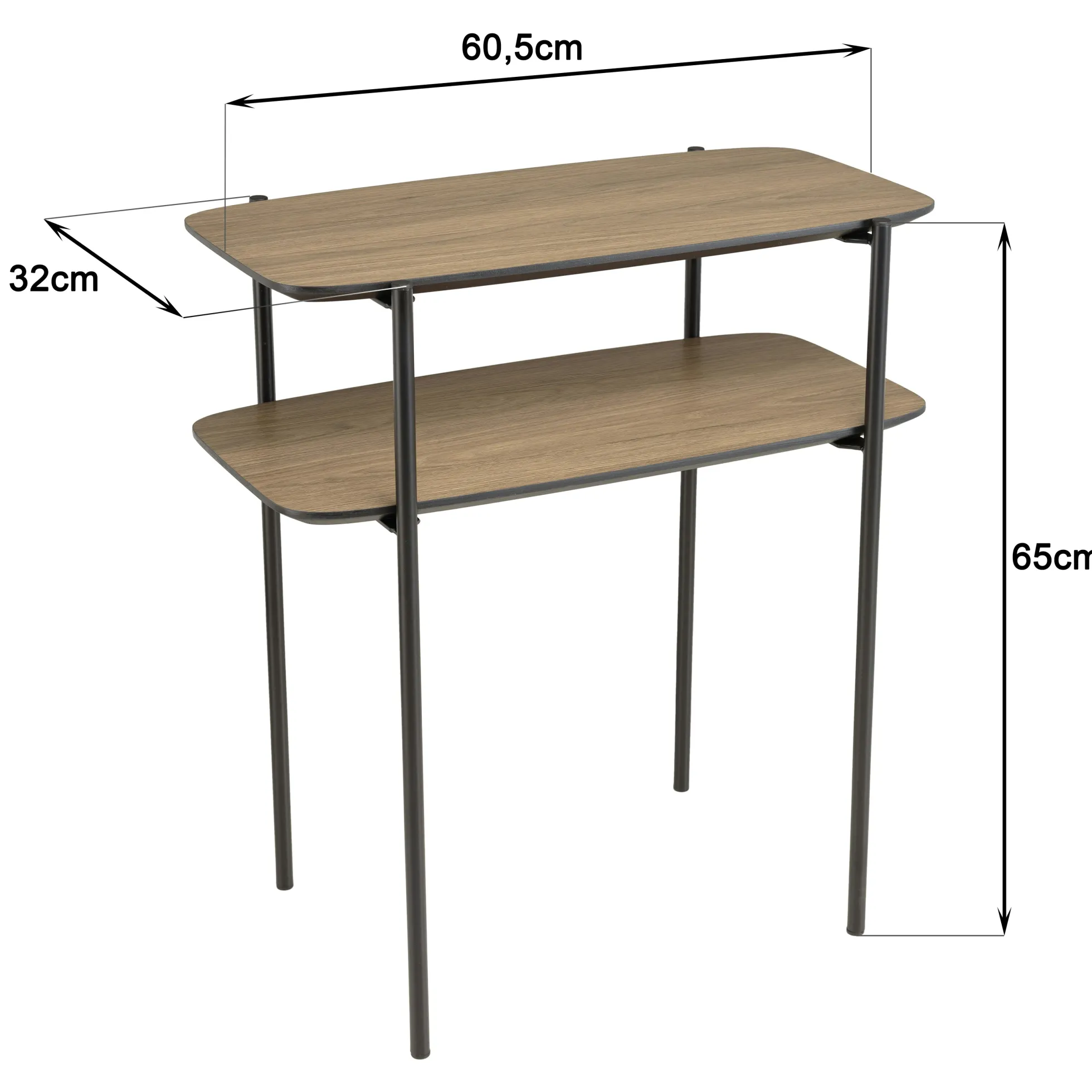 Table d'appoint double plateau effet bois LANDAISE