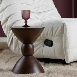 Table d'appoint en bois foncé design sablier ALMA