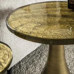 Table d’appoint en verre – antique dorée, 60 cm LAGUNA