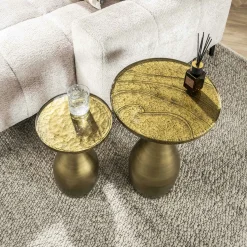 Table d’appoint en verre – antique dorée, 45 cm LAGUNA