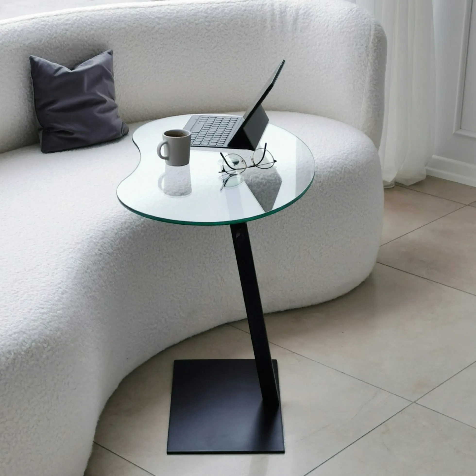 Table d'appoint en verre pour ordinateur, réglable TULUM