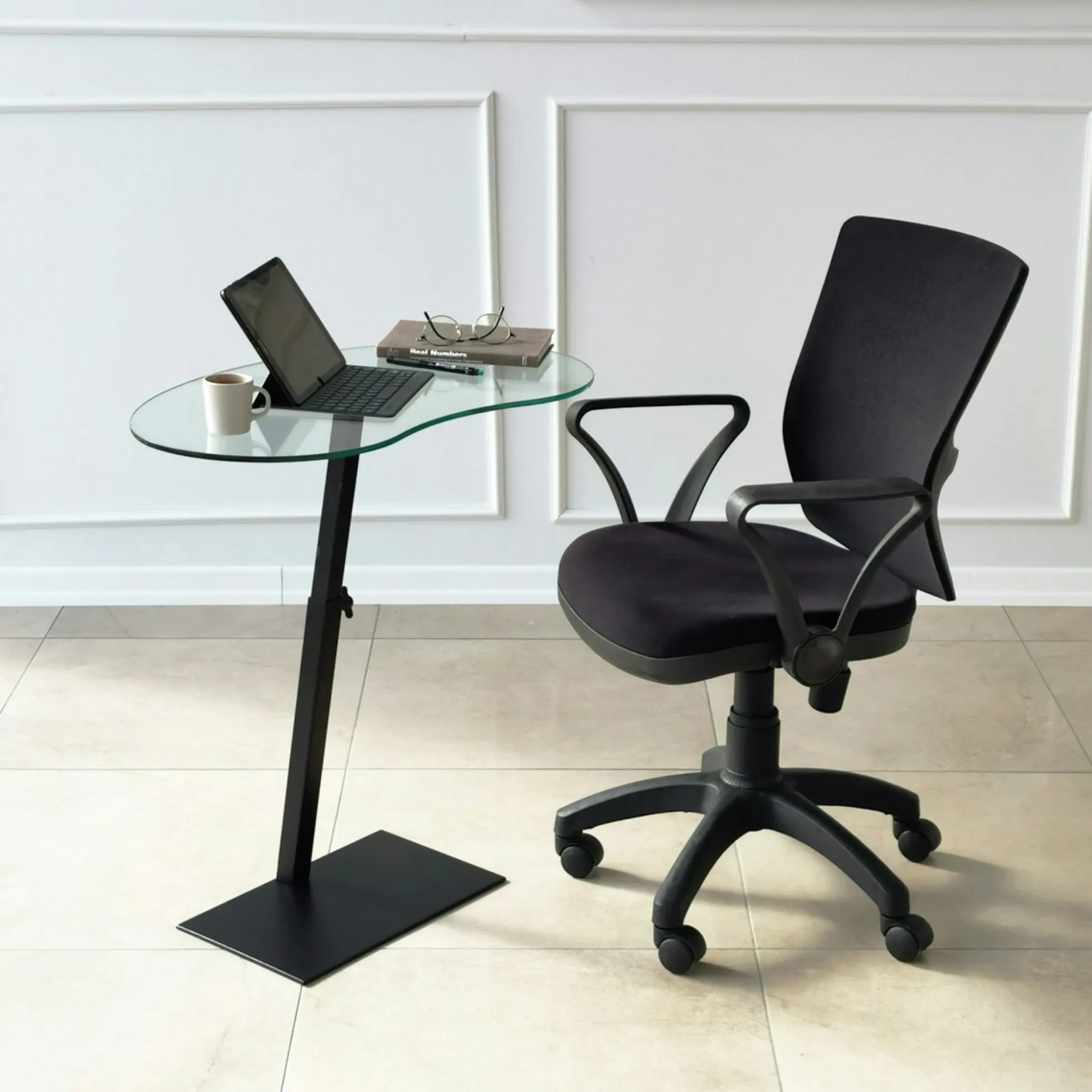 Table d'appoint en verre pour ordinateur, réglable TULUM