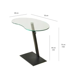 Table d'appoint en verre pour ordinateur, réglable TULUM