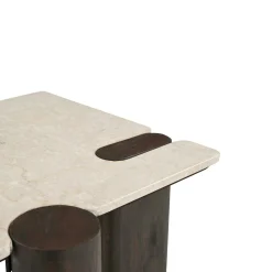 Table d'appoint marbre et bois style puzzle DUOMO