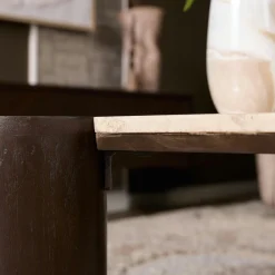 Table d'appoint marbre et bois style puzzle DUOMO