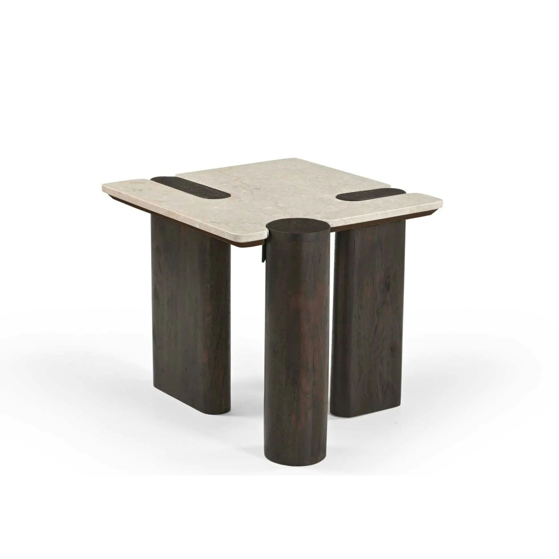 Table d'appoint marbre et bois style puzzle DUOMO