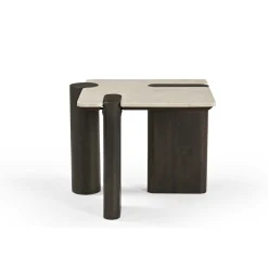 Table d'appoint marbre et bois style puzzle DUOMO