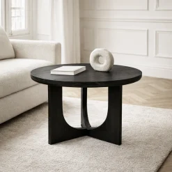 Table d'appoint noire à 3 pieds Ø60 cm ALMA