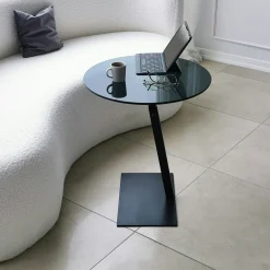 Table d'appoint ordinateur en verre teinté, réglable TULUM