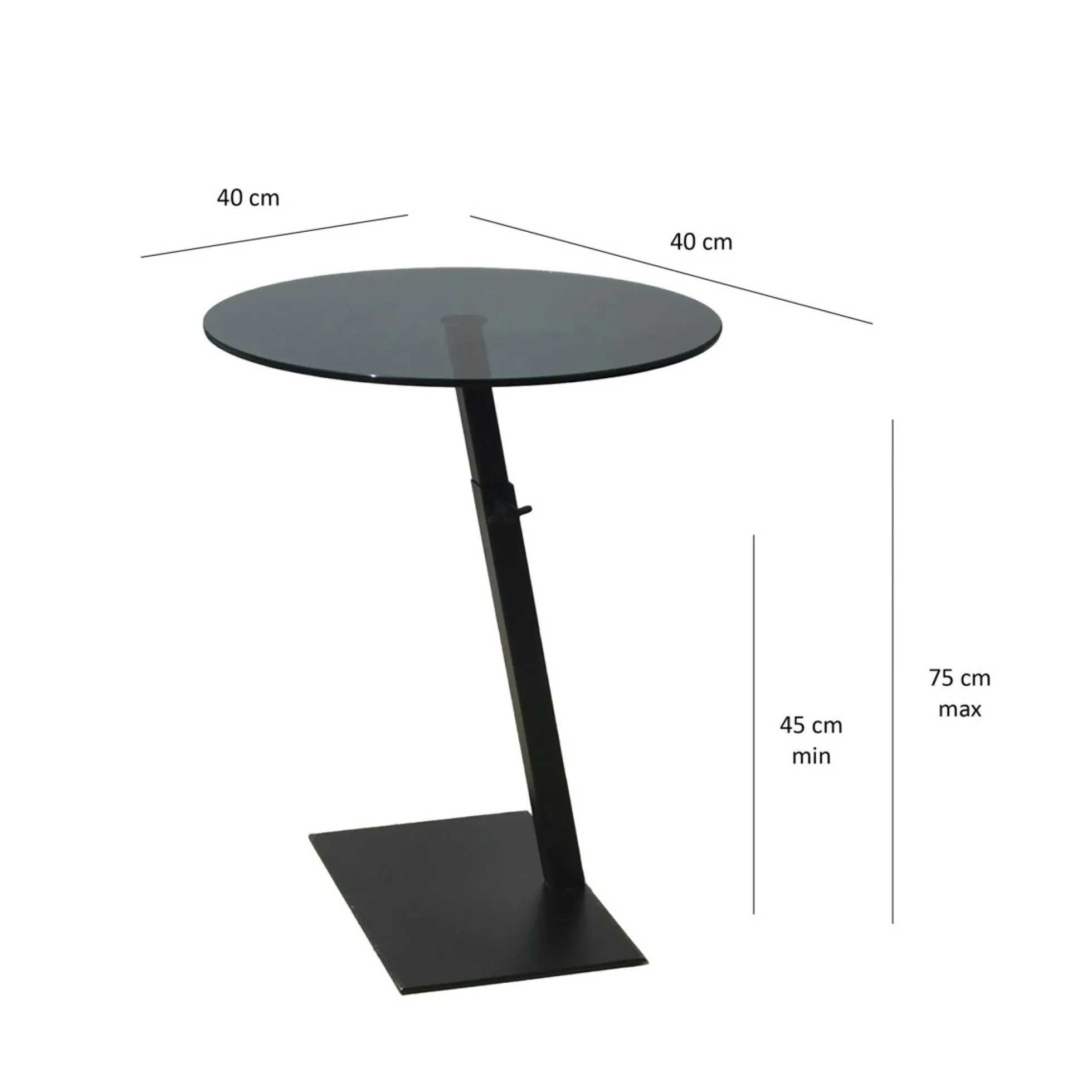 Table d'appoint ordinateur en verre teinté, réglable TULUM
