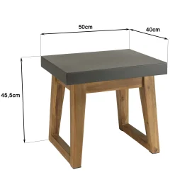 Table d'appoint pour jardin bois et résine effet béton HERCULE