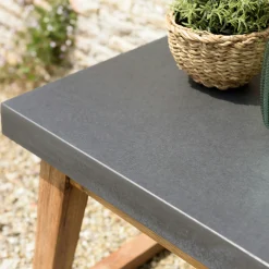 Table d'appoint pour jardin bois et résine effet béton HERCULE
