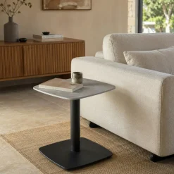 Table d'appoint réglable en céramique grise marbrée LUGANO