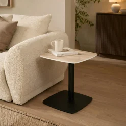 Table d'appoint réglable en céramique effet chêne LUGANO