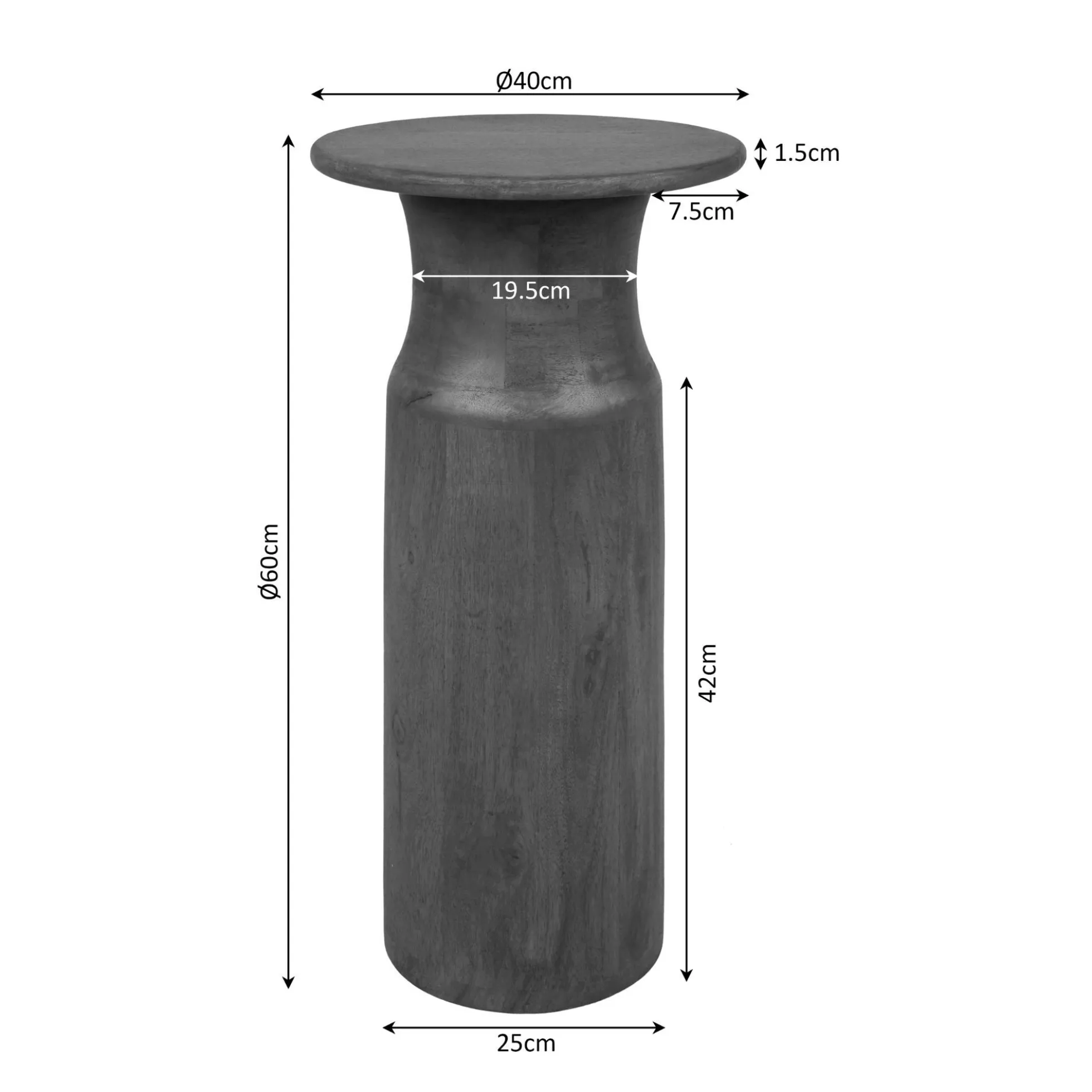Table d'appoint ronde bois foncé pied colonne ALMA