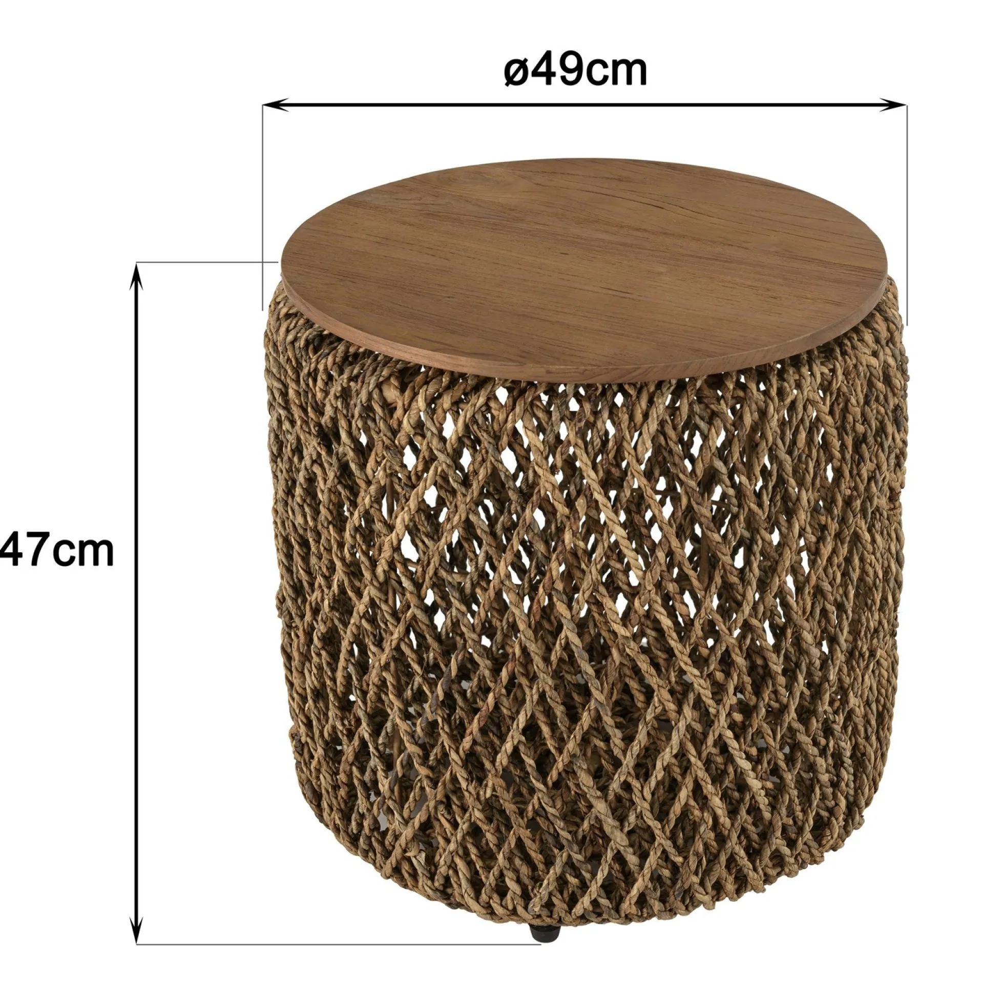 Table d'appoint ronde 49 cm fibre de coco et bois recyclé SWING