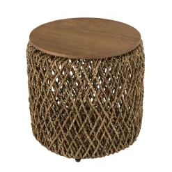 Table d'appoint ronde 49 cm fibre de coco et bois recyclé SWING