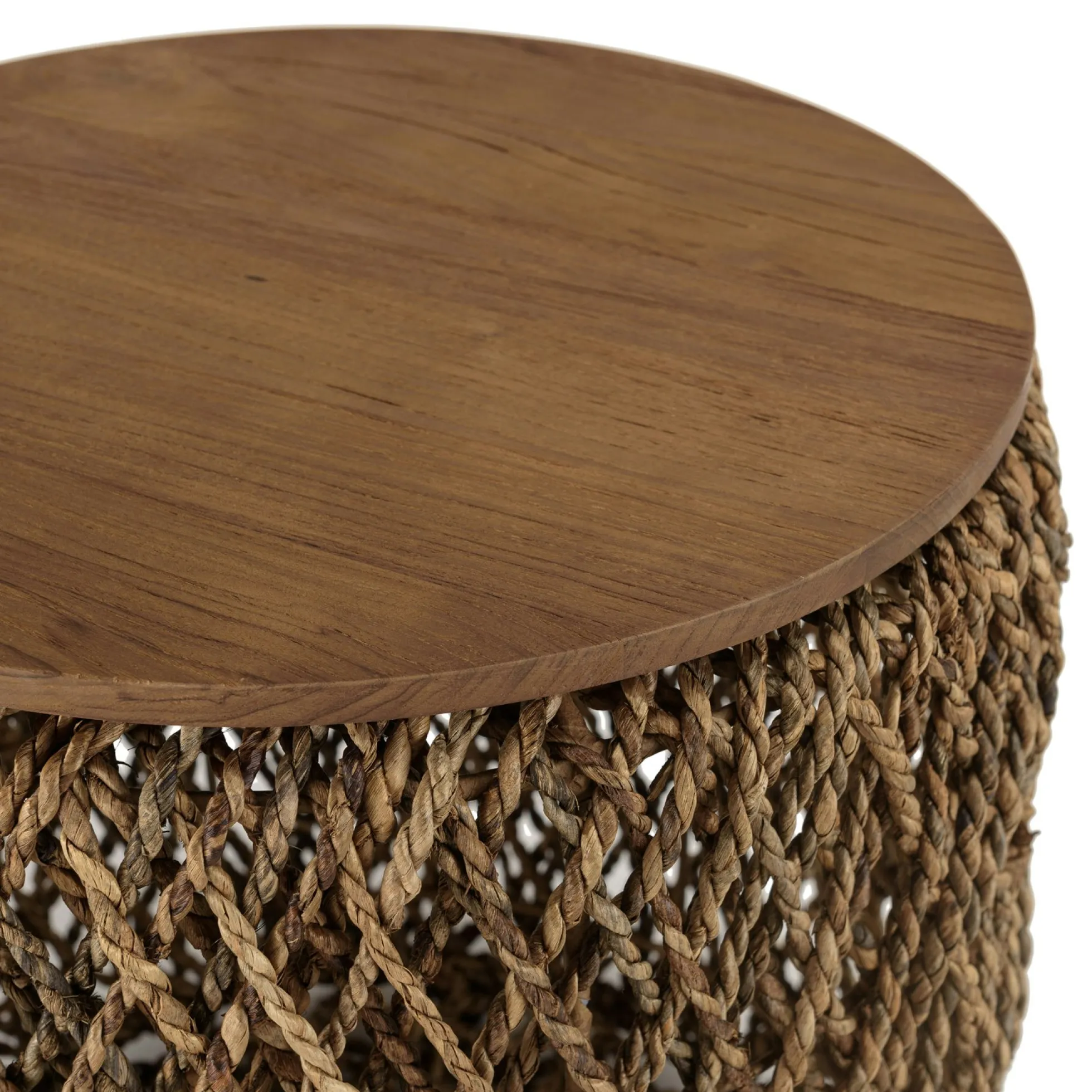 Table d'appoint ronde 49 cm fibre de coco et bois recyclé SWING