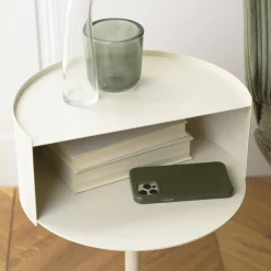 Table d'appoint ronde en acier beige CASTILLE