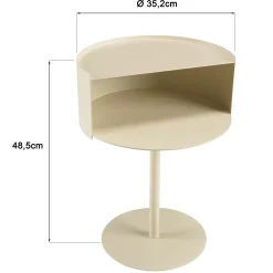 Table d'appoint ronde en acier beige CASTILLE
