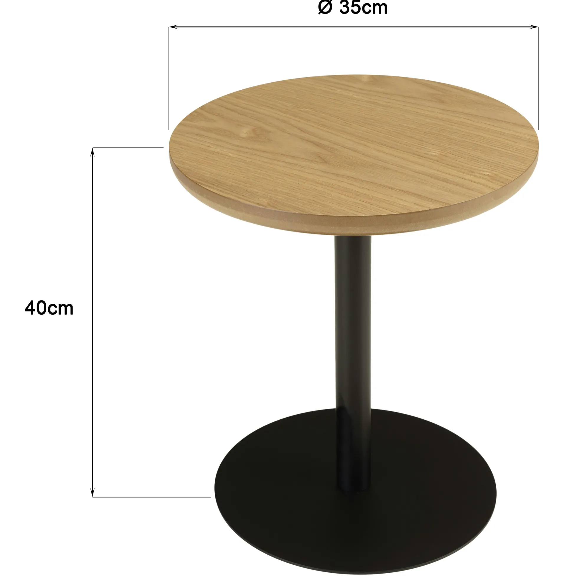Table d'appoint ronde en bois couleur naturelle pied noir CASTILLE