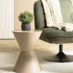 Table d'appoint ronde en bois peint taupe D35cm CASTILLE