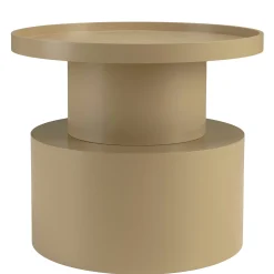 Table d'appoint ronde en bois peint taupe D45cm CASTILLE