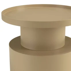 Table d'appoint ronde en bois peint taupe D45cm CASTILLE