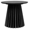 Table d’appoint ronde noire design pied rainuré AMSTERDAM