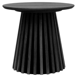 Table d’appoint ronde noire design pied rainuré AMSTERDAM