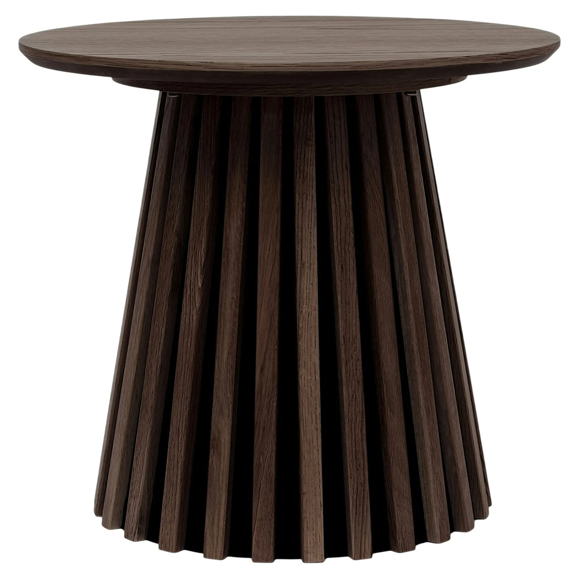 Table d’appoint ronde placage bois foncé pied rainuré AMSTERDAM