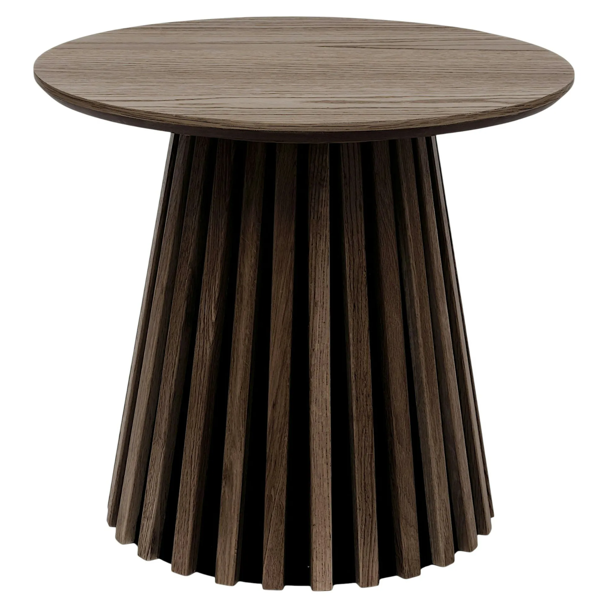 Table d’appoint ronde placage bois foncé pied rainuré AMSTERDAM