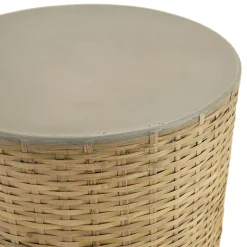 Table d'appoint ronde pour jardin bambou et béton HERCULE