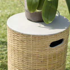 Table d'appoint ronde pour jardin bambou et béton HERCULE