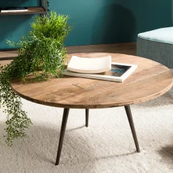Table d'appoint ronde teck recyclé métal GM SWING