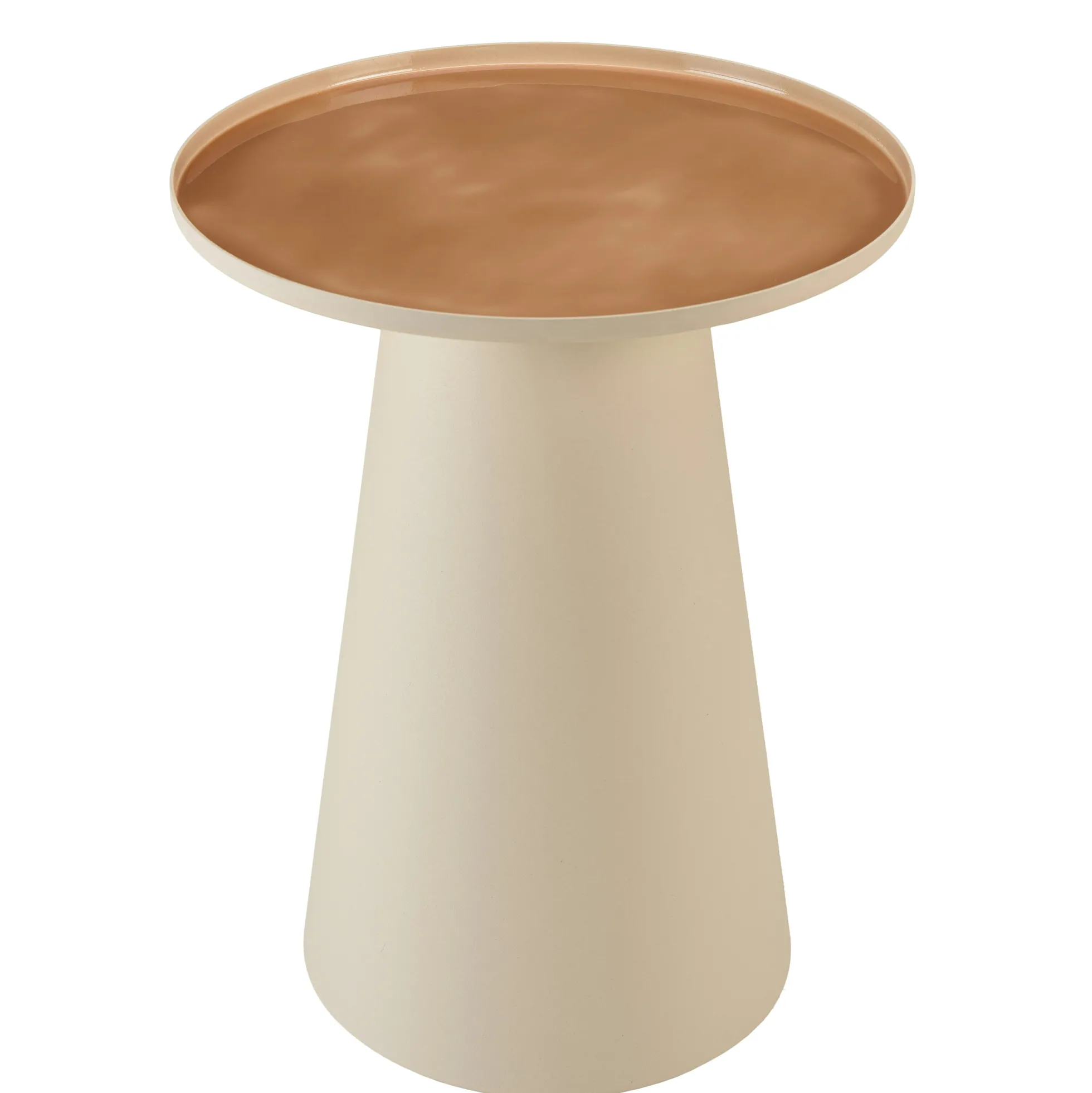 Table d'appoint ronde 40x40cm plateau en métal émaillé caramel TOSCA