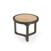 Table d'appoint travertin et bois 3 pieds Ø60 cm DUOMO