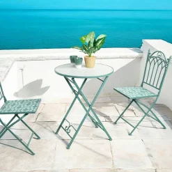 Table de balcon pliante vert d'eau D 60 cm GRENADE