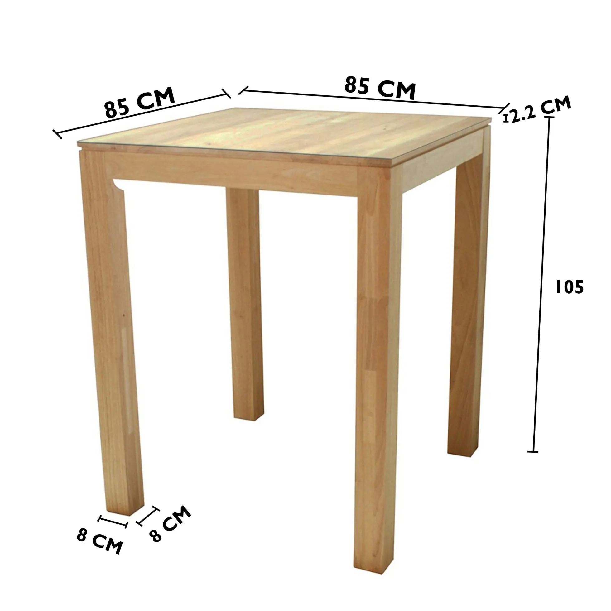 Table de Bar carrée Hévéa 85x85x105cm HELENA