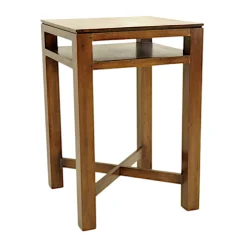 Table de bar Hévéa double plateaux, pieds en croix 70x70x105cm HELENA