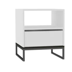 Table de chevet blanche moderne 1 tiroir 1 niche JENA