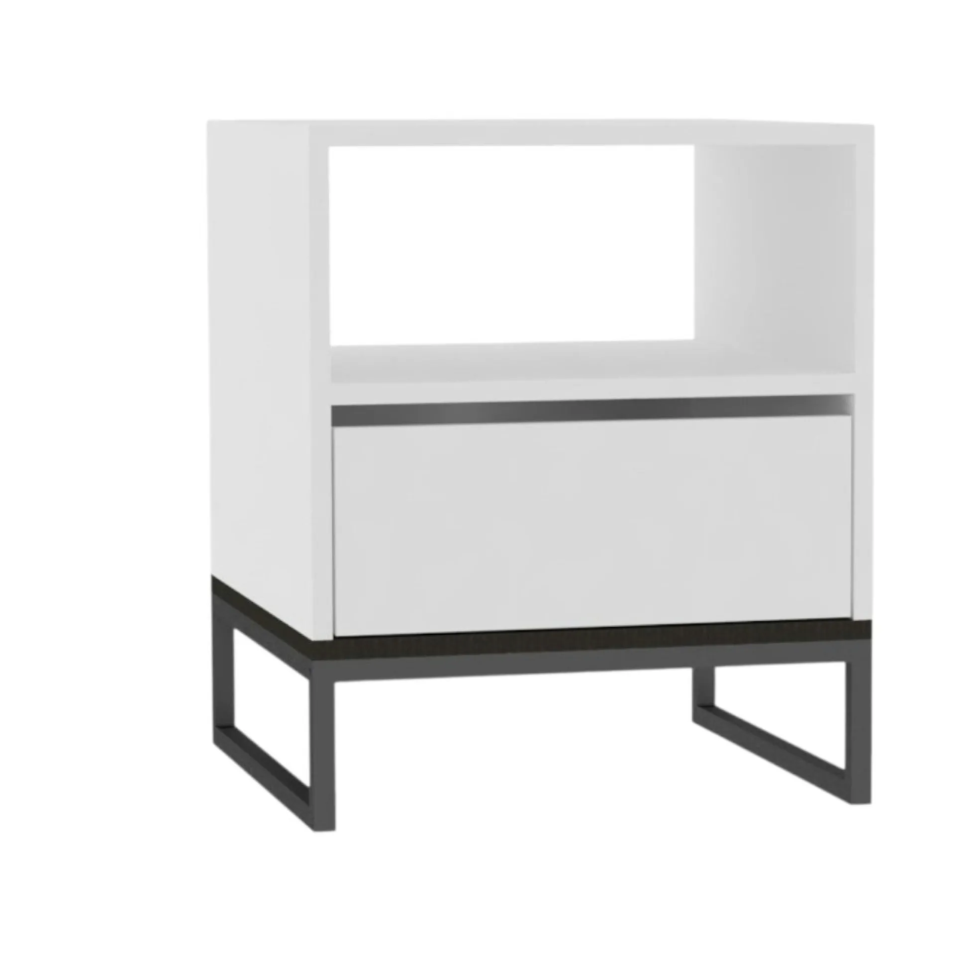 Table de chevet blanche moderne 1 tiroir 1 niche JENA